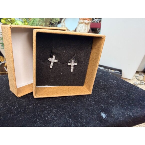 Dainty Crystal Cross Earrings In Gift Box For Women Or Teens - Picture 7 of 8